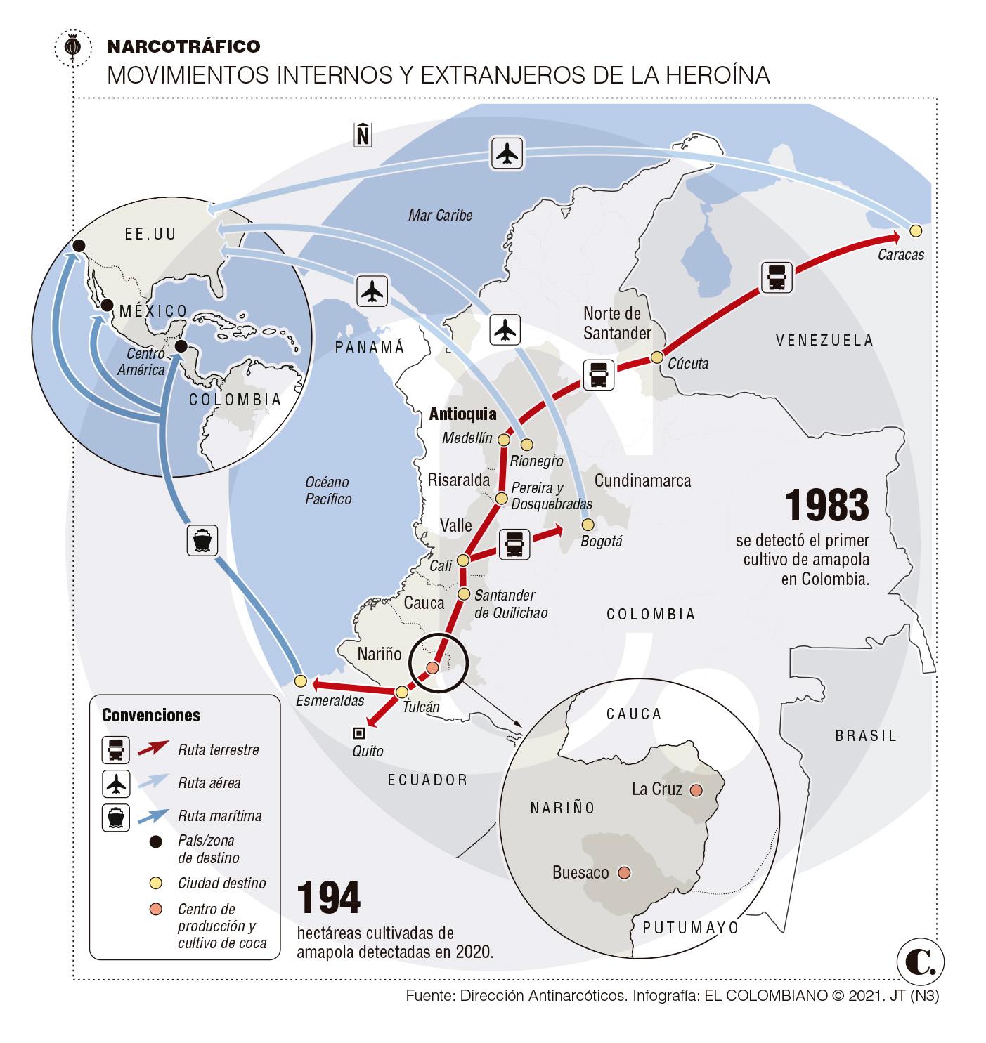 Las rutas por las que trafican la heroína del país Las rutas por las que trafican la heroína del país