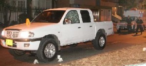 En esta camioneta abalearon a los ganaderos en Calasanz.