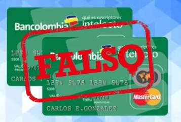Es falsa tarjeta de crédito Intelecto de Bancolombia Es falsa tarjeta de crédito Intelecto de Bancolombia