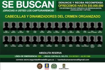 Delincuentes más buscados en Medellín, según cartel difundido el 13 de octubre del 2020 Delincuentes más buscados en Medellín, según cartel difundido el 13 de octubre del 2020