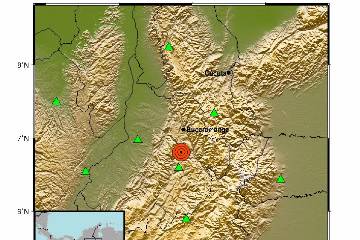Sismo en Colombia con epicentro en Los Santos, Santander Sismo en Colombia con epicentro en Los Santos, Santander