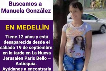 Manuela González Agudelo desapareció el 19 de septiembre en Bello Manuela González Agudelo desapareció el 19 de septiembre en Bello