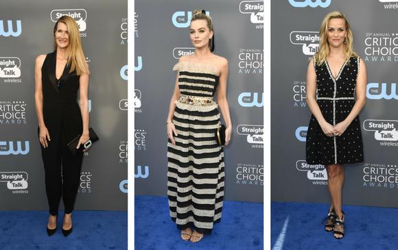 Laura Dern, Margot Robbie y Reese Witherspoon. FOTOS AFP Laura Dern, Margot Robbie y Reese Witherspoon. FOTOS AFP