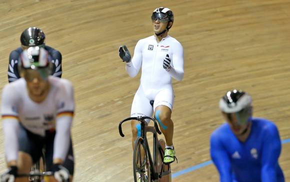 Fabián Puerta demostró en Cali por qué es el mejor deportista del keirin en el mundo. FOTO. Juan Antonio Sánchez