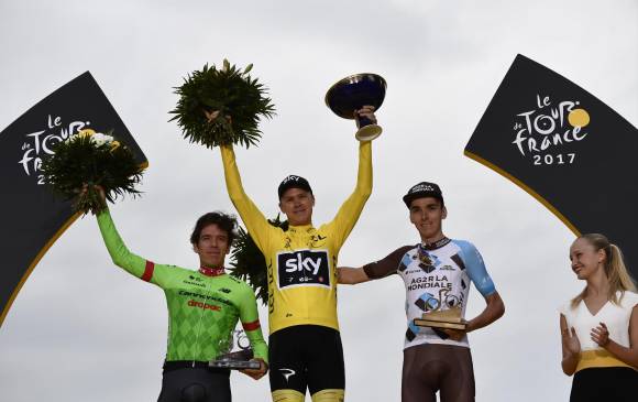 Podio del Tour de Francia 2017. FOTO AFP Podio del Tour de Francia 2017. FOTO AFP
