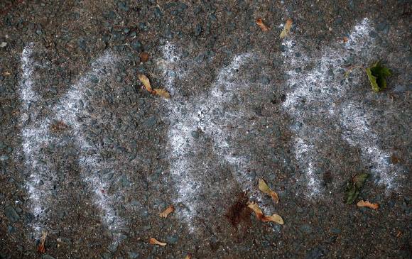 Una de las marcas pintadas en las calles de Charlottesville, Virginia. FOTO AFP Una de las marcas pintadas en las calles de Charlottesville, Virginia. FOTO AFP