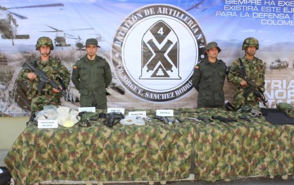 Este es el material incautado por el Ejército. FOTO: EJÉRCITO Este es el material incautado por el Ejército. FOTO: EJÉRCITO