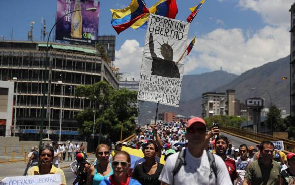 Opositores al régimen de Maduro marcharon el pasado fin de semana en Caracas. FOTO EFE