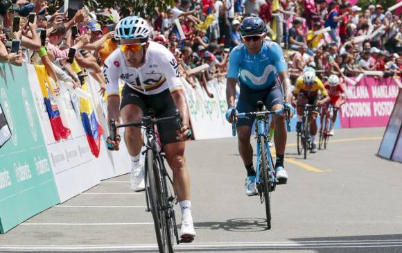 Sergio Luis Henao y Nairo Quintana llegaron segundo y tercero, respectivamente. FOTO AFP Sergio Luis Henao y Nairo Quintana llegaron segundo y tercero, respectivamente. FOTO AFP