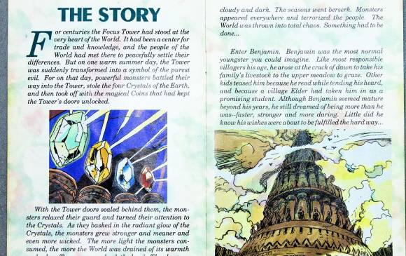 Final Fantasy Mystic Quest, juego de Super Nintendo explica en su manual parte de la historia que se vivirá. Un prólogo con buenas ilustraciones. Final Fantasy Mystic Quest, juego de Super Nintendo explica en su manual parte de la historia que se vivirá. Un prólogo con buenas ilustraciones.
