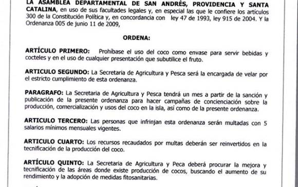 Este es el documento que ordena suspender las bebidas servidas en Coco. Este es el documento que ordena suspender las bebidas servidas en Coco.