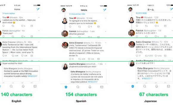 Así se ve la diferencia en inglés, español y japonés. FOTO Cortesía Twitter Así se ve la diferencia en inglés, español y japonés. FOTO Cortesía Twitter