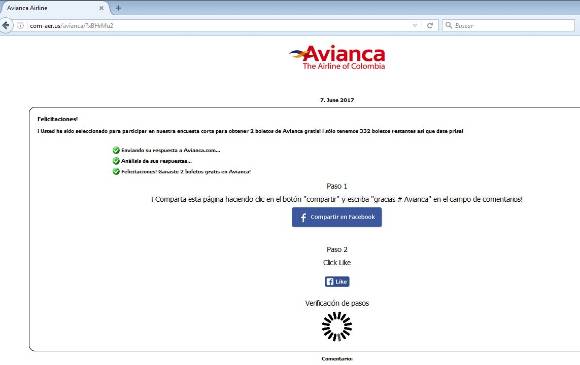 Para acceder al falso premio, el usuario tiene que compartir en su Facebook el enlace de la estafa. Para acceder al falso premio, el usuario tiene que compartir en su Facebook el enlace de la estafa.
