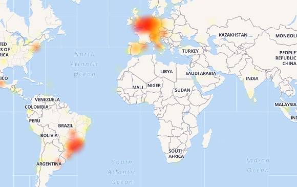 Zonas sin servicio de Whatsapp. Foto Downdetector.com Zonas sin servicio de Whatsapp. Foto Downdetector.com