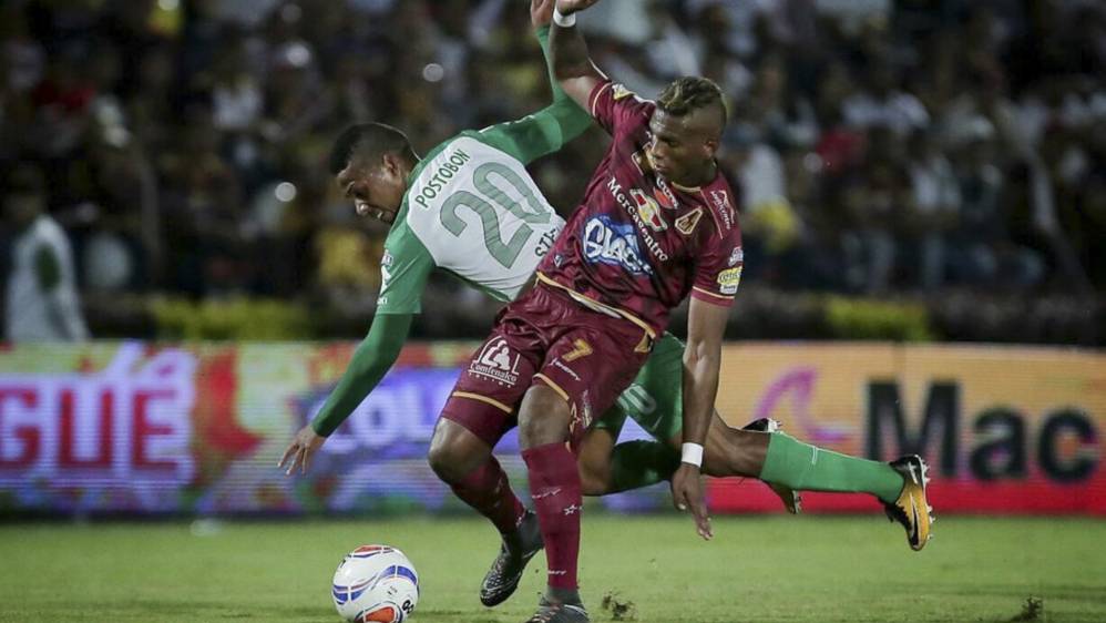 Una genialidad del atacante Dayro Moreno le dio la ventaja al verde este miércoles 1-0 ante el Tolima en la ciudad de Ibagué. Foto: Luisa González, Colprensa