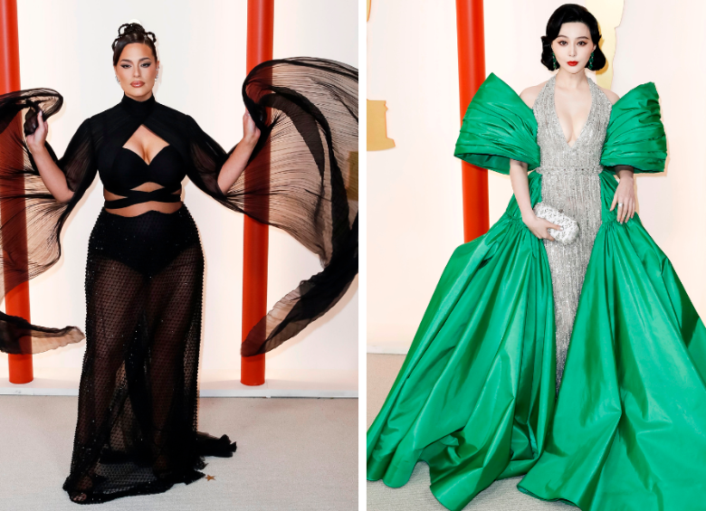 La modelo Ashley Graham y la actriz china Fan Bingbing de My Fair Princess. FOTOS Efe