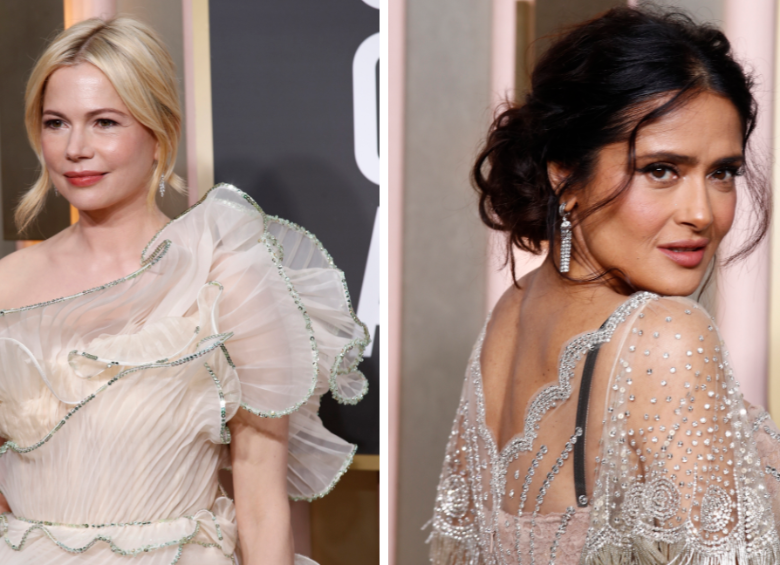 Detalles de los trajes de Michelle Williams y Salma Hayek. FOTOS EFE 