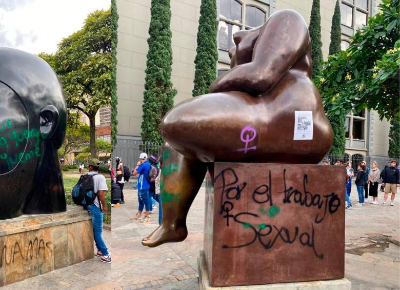 Así quedaron las esculturas de la Plaza Botero. FOTO CORTESÍA 