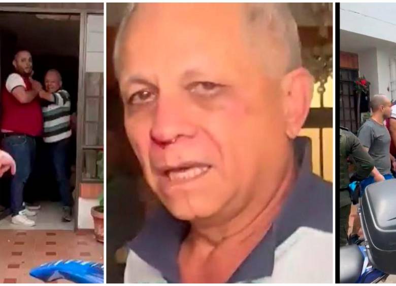 El adulto mayor fue golpeado por dos hombres que al parecer son sus hijos. FOTO: CAPTURAS DE PANTALLA 