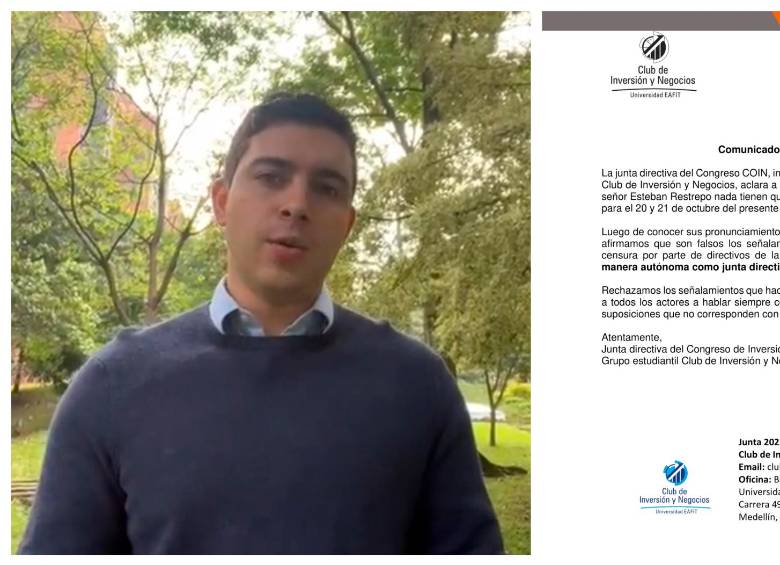 Los estudiantes del Club de Inversión y Negocios aclararon en un comunicado que son falsos los señalamientos hechos por Restrepo: FOTO: CORTESÍA