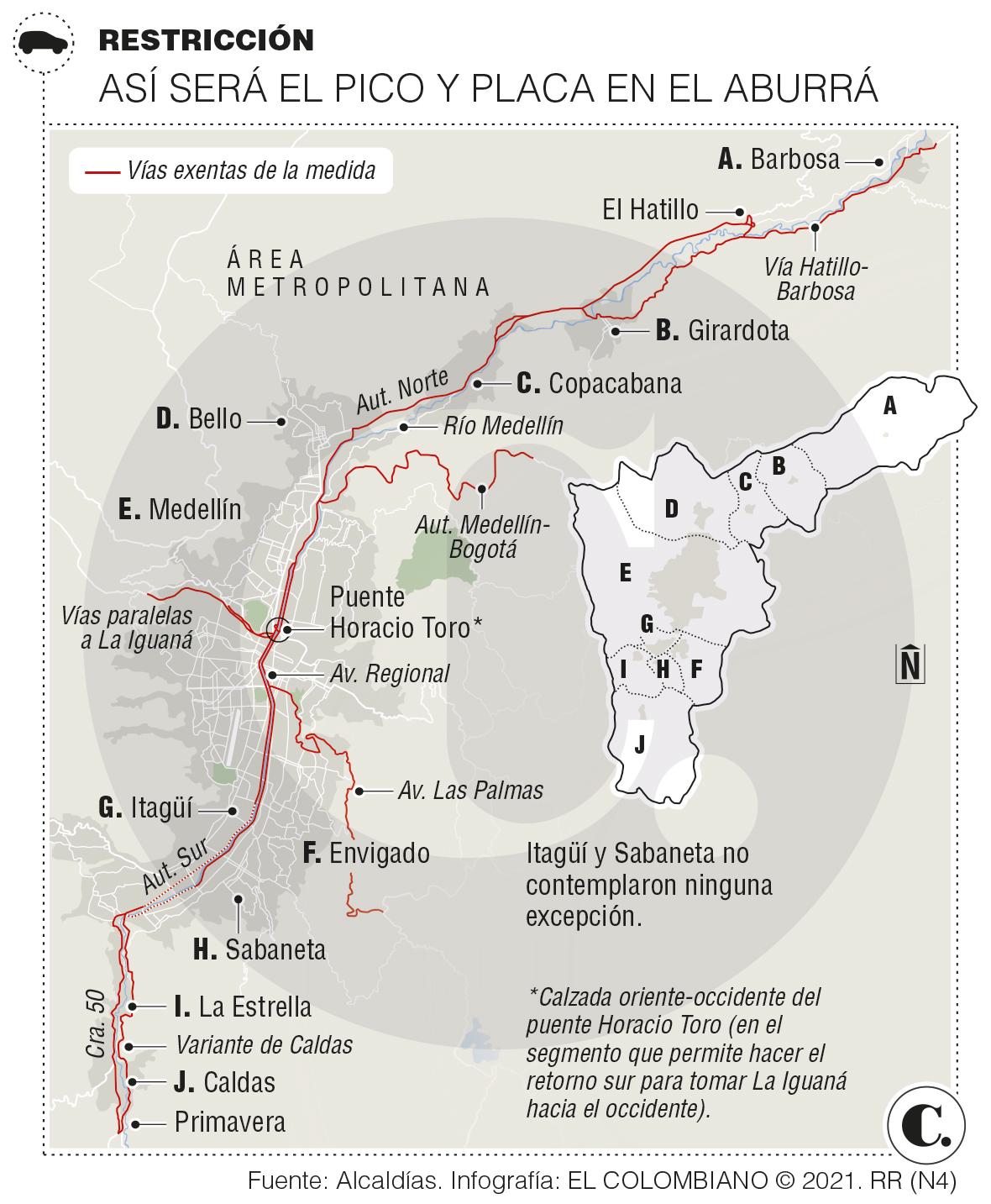 Estas serán las vías exentas del pico y placa que arranca hoy