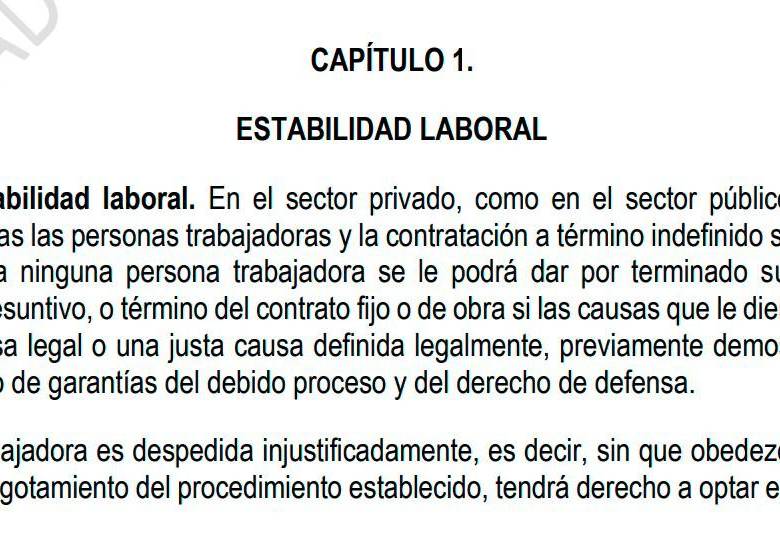 Este es el borrador del proyecto de ley de reforma laboral. El articulado plantea limitar los contratos a término definido.