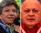 La alcaldesa de Bogotá, Claudia López, y el diputado chavista Diosdado Cabelleo. FOTO: COLPRENSA
