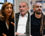 Ingrid Betancourt y dos de los congresistas electos con el aval de su partido: Humberto de la Calle y Daniel Carvalho. FOTO: COLPRENSA