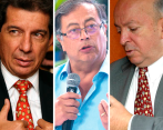 El presidente de Fedegán, José Félix Lafaurie; el jefe de Estado, Gustavo Petro y el jefe negociador del ELN, Otty Patiño. FOTOS: COLPRENSA