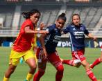 Greicy Landázuri, quien ahora juega con el Pereira, abrió el marcador en el estadio Hernán Ramírez Villegas. FOTO dimayor 