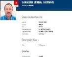 Esta es la circular roja que la Interpol emitió contra el exparamilitar Hernán Giraldo Serna.