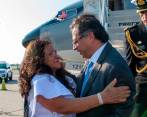 Leonor Zalabata, embajadora ante la ONU, recibió al mandatario que aseguró sentirse mucho mejor de salud. FOTO: PRESIDENCIA