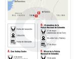 Los militares Espitia y Flórez fueron liberados el sábado. El coronel Pedro Pérez (destacado) sigue en cautiverio. FOTO cortesía CICR