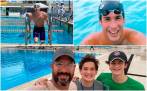 1. Simón ya sorprende en la natación de los Estados Unidos. 2. Alejandro Bermúdez cuando era uno de los dominadores de la natación nacional. 3. Alejandro y sus hijos Lucas y Simón. FOTOS CORTESÍA 