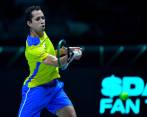 El colombiano Daniel Galán, raqueta número uno del país derrotó en tres sets a John Isner e igualó la serie de Colombia ante Estados Unidos. FOTO EFE