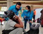 A la Terminal del Norte de Medellín llegaron 300 haitianos provenientes de Cali en su paso hacia Panamá. FOTO Cortesía Personería de Medellín.