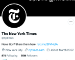 Twitter eliminó la verificación de la cuenta del diario The New York Times. FOTO Captura de pantalla 