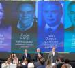 En la mesa principal del evento estuvieron María Bibiana Botero, presidenta de Proantioquia; Jorge Mario Velásquez, presidente del consejo directivo; el presidente Iván Duque y el gobernador Aníbal Gaviria. FOTO: JAIME PÉREZ