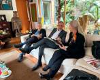 César Gaviria, Efraín Cepeda y Dilián Francisca Toro durante la reunión de directores este miércoles. FOTO CORTESÍA