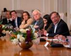 Los ministros de Educación, Alejandro Gaviria; Hacienda, José Antonio Ocampo; y Agricultura, Cecilia López, le hicieron reparos al proyecto de reforma a la salud. FOTO PRESIDENCIA