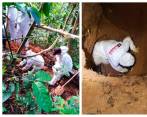 Los agentes del CTI tardaron alrededor de una hora en la exhumación y la inspección técnica del cuerpo del niño. FOTOS: CORTESÍA FISCALÍA