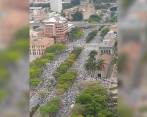 Marchas de este miércoles en Medellín en su recorrido por la Avenida San Juan. Foto: cortesía