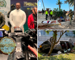 1 y 3. El narcotraficante “Toyota”, buscado por la DEA, fue capturado cuando disfrutaba de unas vacaciones con su familia en Cartagena. La Policía le incautó una alhaja de oro con su alias. 3. La camioneta en la que “Toyota” cayó de un quinto piso en 2021, en Medellín. FOTO FOTOS ARCHIVO Y CORTESÍA