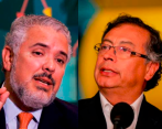 El presidente Gustavo Petro y el expresidente Iván Duque se enfrentaron por la construcción del metro de Bogotá FOTO: EFE y Colprensa