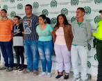 De izquierda a derecha, los procesados: Róbinson Esmit Arboleda Ramírez, Susana Ceballos Zapata, Fabio Andrés Carmona Ramírez, Sandra Patricia Caro Pérez, Damaris Estela Pérez Escalante y Fabián Alberto Monsalve. FOTO: CORTESÍA