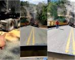 Con su celular, Stiven Medina, grabó lo que ocurrió minutos después del colapso del puente que une a Quindío con el Valle del Cauca. FOTOS: CAPTURA DE VIDEO 