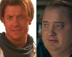 Brendan Fraser en La Momia, y para su papel en The Whale. FOTOS: ARCHIVO Y CORTESÍA A24.