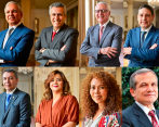 Estos son las nuevas caras que llegan a los ministerios de Hacienda, Interior, Salud, TIC, Transporte, Agricultura, Ciencia, junto al director del DAPRE. FOTO: Presidencia. 
