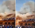 En video quedó registrado el impresionante momento que vivieron las alumnas mientras ocurría el gran incendio. FOTO: Captura de pantalla video @@PRINCEKANK71497