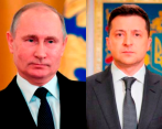 Los presidentes de Ucrania, Volodimir Zelenski, y de Rusia, Vladimir Putin, han hablado de intentar una posible negociación, pero no tienen ni un solo punto en el que coincidan. FOTOS: Getty